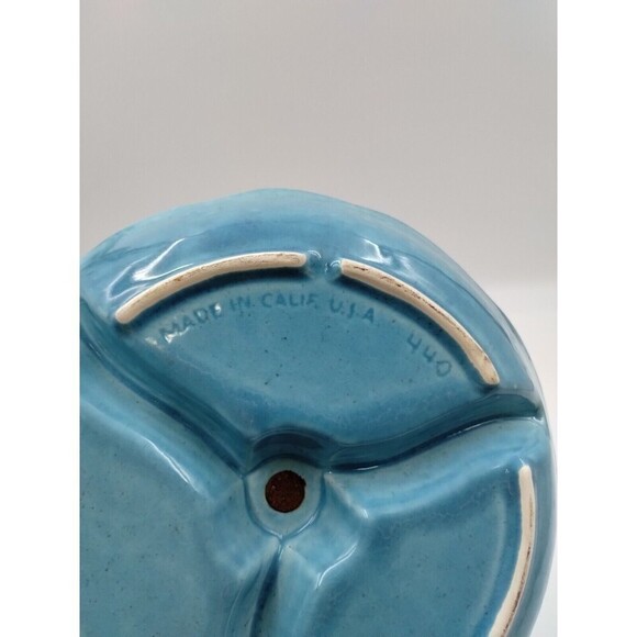 California USA 440 Pottery Candy Nut Divided Dish Mid Century USA Blue Aqua MCM - Picture 6 of 8